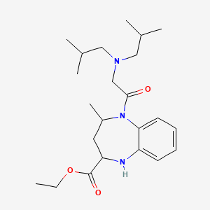 1H-1,5-Benzodiazepine-2-carboxylic acid, 2,3,4,5-tetrahydro-5-((bis(2-methylpropyl)amino)acetyl)-4-methyl-, ethyl ester