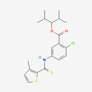 Benzoic acid, 2-chloro-5-(((3-methyl-2-thienyl)thioxomethyl)amino)-, 2-methyl-1-(1-methylethyl)propyl ester