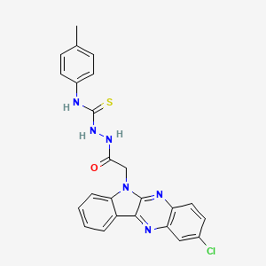 molecular formula C24H19ClN6OS B12709671 6H-Indolo(2,3-b)quinoxaline-6-acetic acid, 2-chloro-, 2-(((4-methylphenyl)amino)thioxomethyl)hydrazide CAS No. 109322-12-5