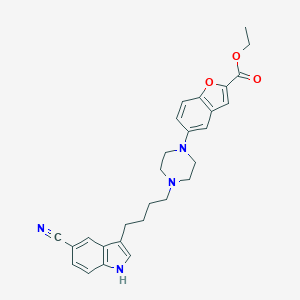 molecular formula C28H30N4O3 B127100 Ethyl 5-(4-(4-(5-cyano-1H-indol-3-yl)butyl)piperazin-1-yl)benzofuran-2-carboxylate CAS No. 163521-11-7