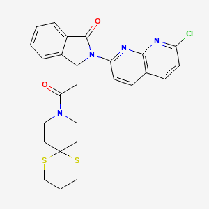 1,5-Dithia-9-azaspiro(5.5)undecane, 9-((2-(7-chloro-1,8-naphthyridin-2-yl)-2,3-dihydro-3-oxo-1H-isoindol-1-yl)acetyl)-