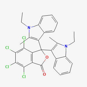 molecular formula C30H24Cl4N2O2 B12710313 4,5,6,7-Tetrachloro-3,3-bis(1-ethyl-2-methyl-1H-indol-3-yl)phthalide CAS No. 41621-86-7