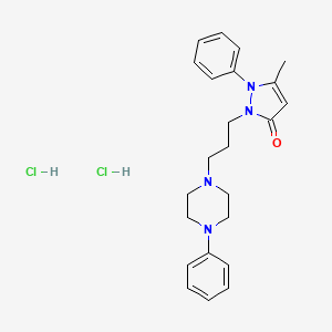 molecular formula C23H30Cl2N4O B12710326 3H-Pyrazol-3-one, 1,2-dihydro-5-methyl-1-phenyl-2-(3-(4-phenyl-1-piperazinyl)propyl)-, dihydrochloride CAS No. 104416-78-6