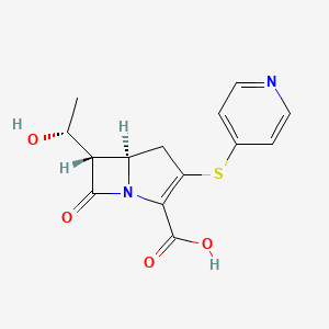 molecular formula C14H14N2O4S B12710359 1-Azabicyclo(3.2.0)hept-2-ene-2-carboxylic acid, 6-(1-hydroxyethyl)-7-oxo-3-(4-pyridinylthio)-, (5R-(5-alpha,6-alpha(R*)))- CAS No. 81520-91-4