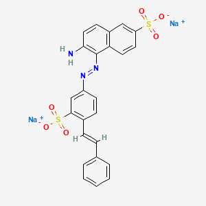 molecular formula C24H17N3Na2O6S2 B12710369 Disodium 6-amino-5-((4-(2-phenylvinyl)-3-sulphonatophenyl)azo)naphthalene-2-sulphonate CAS No. 85895-95-0