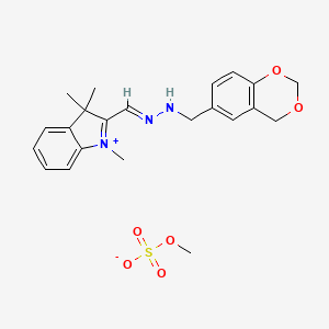 molecular formula C21H24N3O2.CH3O4S<br>C22H27N3O6S B12710383 2-((4H-1,3-Benzodioxin-6-ylmethylhydrazono)methyl)-1,3,3-trimethyl-3H-indolium methyl sulphate CAS No. 77536-70-0