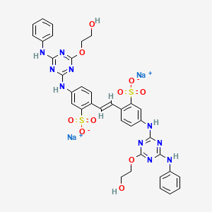 molecular formula C36H32N10Na2O10S2 B12710388 Disodium 4,4'-bis((6-anilino-4-(2-hydroxyethoxy)-1,3,5-triazin-2-yl)amino)stilbene-2,2'-disulphonate CAS No. 93982-93-5