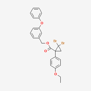 molecular formula C25H22Br2O4 B12710391 Cyclopropanecarboxylic acid, 2,2-dibromo-1-(4-ethoxyphenyl)-, (3-phenoxyphenyl)methyl ester, (+-)- CAS No. 63935-34-2