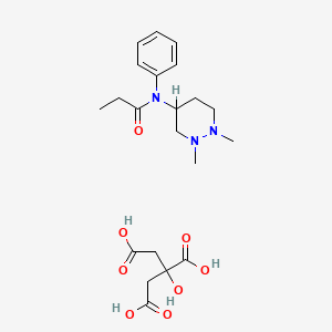 molecular formula C21H31N3O8 B12710424 Propanamide, N-(hexahydro-1,2-dimethyl-4-pyridazinyl)-N-phenyl-, 2-hydroxy-1,2,3-propanetricarboxylate CAS No. 149997-03-5