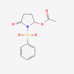 molecular formula C12H13NO5S B12710435 5-Acetoxy-1-phenylsulfonyl-2-pyrrolidinone CAS No. 111711-98-9