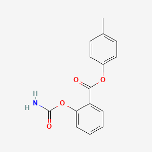 molecular formula C15H13NO4 B12710539 Benzoic acid, 2-((aminocarbonyl)oxy)-, 4-methylphenyl ester CAS No. 88599-50-2