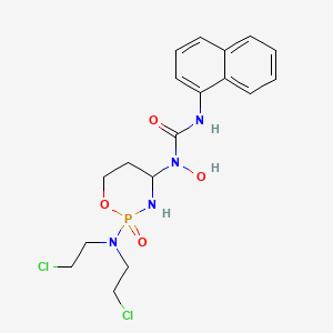 molecular formula C18H23Cl2N4O4P B12710591 Urea, N-(2-(bis(2-chloroethyl)amino)tetrahydro-2H-1,3,2-oxazaphosphorin-4-yl)-N-hydroxy-N'-(1-naphthalenyl)-, P-oxide CAS No. 97139-73-6