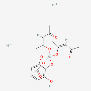 Dihydrogen bis(pentane-2,4-dionato-O,O')(3,4,5-trihydroxybenzoato(3-)-O3,O4)aluminate(2-)