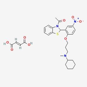 molecular formula C29H35N3O8S B12710652 (E)-but-2-enedioic acid;1-[2-[2-[3-[cyclohexyl(methyl)amino]propoxy]-5-nitrophenyl]-2H-1,3-benzothiazol-3-yl]ethanone CAS No. 86135-39-9