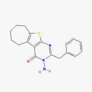 4H-Cyclohepta(4,5)thieno(2,3-d)pyrimidin-4-one, 3,5,6,7,8,9-hexahydro-3-amino-2-(phenylmethyl)-