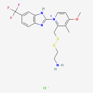 Pyridinium, 2-(((2-aminoethyl)dithio)methyl)-4-methoxy-3-methyl-1-(5-(trifluoromethyl)-1H-benzimidazol-2-yl)-, chloride