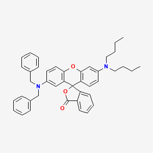 molecular formula C42H42N2O3 B12710690 2'-(Dibenzylamino)-6'-(dibutylamino)spiro[isobenzofuran-1(3H),9'-[9H]xanthene]-3-one CAS No. 94088-63-8