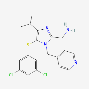 molecular formula C19H20Cl2N4S B12710696 1H-Imidazole-2-methanamine, 5-((3,5-dichlorophenyl)thio)-4-(1-methylethyl)-1-(4-pyridinylmethyl)- CAS No. 178979-88-9