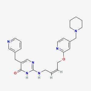 molecular formula C25H30N6O2 B12710699 4(1H)-Pyrimidinone, 2-((4-((4-(1-piperidinylmethyl)-2-pyridinyl)oxy)-2-butenyl)amino)-5-(3-pyridinylmethyl)-, (Z)- CAS No. 103922-51-6