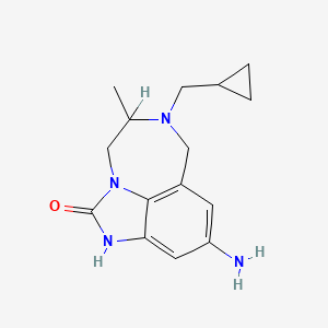 molecular formula C15H20N4O B12710717 Imidazo(4,5,1-jk)(1,4)benzodiazepin-2(1H)-one, 9-amino-6-(cyclopropylmethyl)-4,5,6,7-tetrahydro-5-methyl- CAS No. 257891-48-8