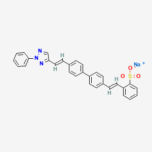 molecular formula C30H22N3NaO3S B12710723 Sodium 2-(2-(4'-(2-(2-phenyl-2H-1,2,3-triazol-4-yl)vinyl)(1,1'-biphenyl)-4-yl)vinyl)benzenesulphonate CAS No. 42181-64-6