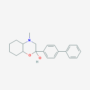 4-methyl-2-(4-phenylphenyl)-4a,5,6,7,8,8a-hexahydro-3H-benzo[b][1,4]oxazin-2-ol