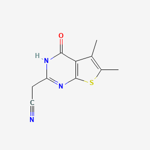 molecular formula C10H9N3OS B1271089 (5,6-Dimethyl-4-oxo-3,4-dihydro-thieno[2,3-d]pyrimidin-2-yl)-acetonitrile 