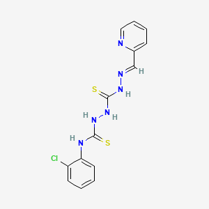 molecular formula C14H13ClN6S2 B12710895 Carbonothioic dihydrazide, N''-(((2-chlorophenyl)amino)thioxomethyl)-N'''-((1E)-2-pyridinylmethylene)- CAS No. 127157-39-5