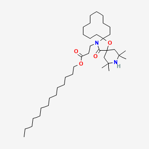 molecular formula C39H72N2O4 B12710899 7-Oxa-3,20-diazadispiro(5.1.11.2)heneicosane-20-propanoic acid, 2,2,4,4-tetramethyl-21-oxo-, tetradecyl ester CAS No. 85099-50-9