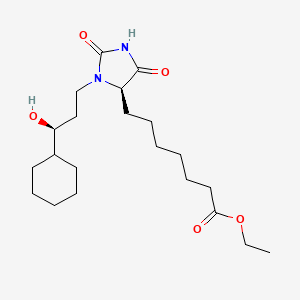 molecular formula C21H36N2O5 B12710913 Ethyl (S-(R*,S*))-3-(3-cyclohexyl-3-hydroxypropyl)-2,5-dioxoimidazolidine-4-heptanoate CAS No. 94292-26-9