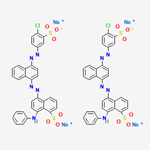 molecular formula C64H40Cl2N10Na4O12S4 B12710915 Disodium 5-((4-((4-chloro-3-sulfonatophenyl)azo)-1-naphthyl)azo)-8-(phenylamino)-1-naphthalenesulfonate CAS No. 6527-62-4