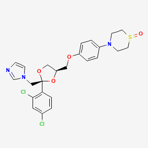 molecular formula C24H25Cl2N3O4S B12711024 Thiomorpholine, 4-(4-((2-(2,4-dichlorophenyl)-2-(1H-imidazol-1-ylmethyl)-1,3-dioxolan-4-yl)methoxy)phenyl)-, 1-oxide, cis- CAS No. 103661-07-0