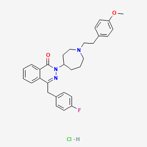 molecular formula C30H33ClFN3O2 B12711045 1(2H)-Phthalazinone, 4-((4-fluorophenyl)methyl)-2-(hexahydro-1-(2-(4-methoxyphenyl)ethyl)-1H-azepin-4-yl)-, monohydrochloride CAS No. 110406-54-7