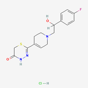 molecular formula C16H19ClFN3O2S B12711060 4H-1,3,4-Thiadiazin-5(6H)-one, 2-(1-(2-(4-fluorophenyl)-2-hydroxyethyl)-1,2,3,6-tetrahydro-4-pyridinyl)-, monohydrochloride CAS No. 151092-58-9