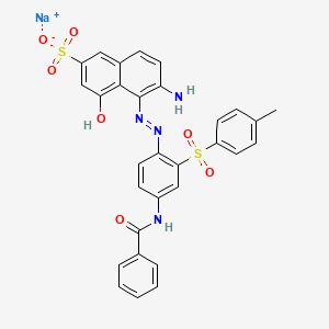 molecular formula C30H23N4NaO7S2 B12711064 Sodium 6-amino-5-((4-(benzoylamino)-2-((p-tolyl)sulphonyl)phenyl)azo)-4-hydroxynaphthalene-2-sulphonate CAS No. 85650-67-5