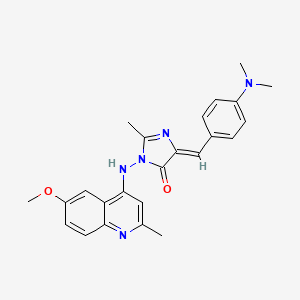 molecular formula C24H25N5O2 B12711121 4H-Imidazol-4-one, 3,5-dihydro-5-((4-(dimethylamino)phenyl)methylene)-3-((6-methoxy-2-methyl-4-quinolinyl)amino)-2-methyl- CAS No. 85986-87-4