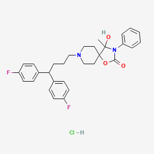 molecular formula C30H33ClF2N2O3 B12711136 1-Oxa-3,8-diazaspiro(4.5)decan-2-one, 8-(4,4-bis(4-fluorophenyl)butyl)-4-hydroxy-4-methyl-3-phenyl-, monohydrochloride CAS No. 134070-12-5