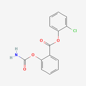 molecular formula C14H10ClNO4 B12711140 Benzoic acid, 2-((aminocarbonyl)oxy)-, 2-chlorophenyl ester CAS No. 88599-51-3