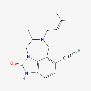 molecular formula C18H21N3O B12711166 Imidazo(4,5,1-jk)(1,4)benzodiazepin-2(1H)-one, 8-ethynyl-4,5,6,7-tetrahydro-5-methyl-6-(3-methyl-2-butenyl)- CAS No. 257891-51-3