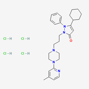 molecular formula C28H41Cl4N5O B12711190 3H-Pyrazol-3-one, 1,2-dihydro-5-cyclohexyl-2-(3-(4-(4-methyl-2-pyridinyl)-1-piperazinyl)propyl)-1-phenyl-, tetrahydrochloride CAS No. 104416-86-6