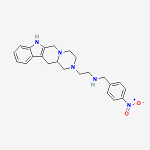 molecular formula C23H27N5O2 B12711206 N-[(4-nitrophenyl)methyl]-2-(3,6,17-triazatetracyclo[8.7.0.03,8.011,16]heptadeca-1(10),11,13,15-tetraen-6-yl)ethanamine CAS No. 91119-36-7