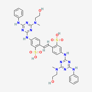 molecular formula C38H40N12O8S2 B12711210 4,4'-Bis((6-anilino-4-((2-hydroxyethyl)methylamino)-1,3,5-triazin-2-yl)amino)stilbene-2,2'-disulphonic acid CAS No. 52435-15-1