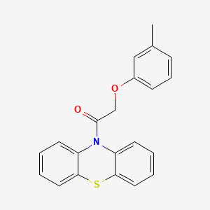 molecular formula C21H17NO2S B12711217 10H-Phenothiazine, 10-((3-methylphenoxy)acetyl)- CAS No. 136776-27-7