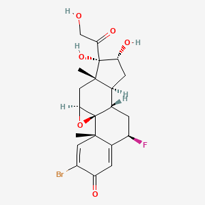 molecular formula C21H24BrFO6 B12711223 (1S,2S,8R,10S,11S,13R,14S,15S,17S)-4-bromo-8-fluoro-13,14-dihydroxy-14-(2-hydroxyacetyl)-2,15-dimethyl-18-oxapentacyclo[8.8.0.01,17.02,7.011,15]octadeca-3,6-dien-5-one CAS No. 60864-70-2