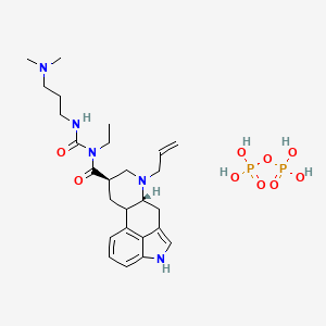 molecular formula C26H41N5O9P2 B12711238 Ergoline-8-carboxamide, N-(((3-(dimethylamino)propyl)amino)carbonyl)-N-ethyl-6-(2-propenyl)-,(8-beta)-, diphosphate CAS No. 126606-39-1