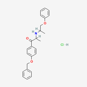 molecular formula C25H28ClNO3 B12711249 2-[(1-Methyl-2-phenoxyethyl)amino]-1-[4-(phenylmethoxy)phenyl]propan-1-one hydrochloride CAS No. 35205-50-6