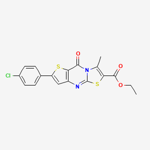 9H-Thiazolo(3,2-a)thieno(3,2-d)pyrimidine-6-carboxylic acid, 2-(4-chlorophenyl)-7-methyl-9-oxo-, ethyl ester