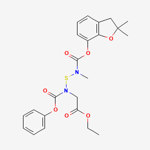 Glycine, N-(((((2,3-dihydro-2,2-dimethyl-7-benzofuranyl)oxy)carbonyl)methylamino)thio)-N-(phenoxycarbonyl)-, ethyl ester