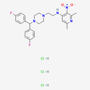 N-[2-[4-[bis(4-fluorophenyl)methyl]piperazin-1-yl]ethyl]-2,6-dimethyl-3-nitropyridin-4-amine;trihydrochloride