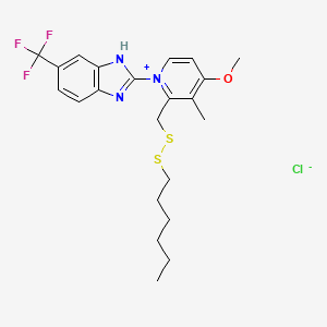 Pyridinium, 2-((hexyldithio)methyl)-4-methoxy-3-methyl-1-(5-(trifluoromethyl)-1H-benzimidazol-2-yl)-, chloride